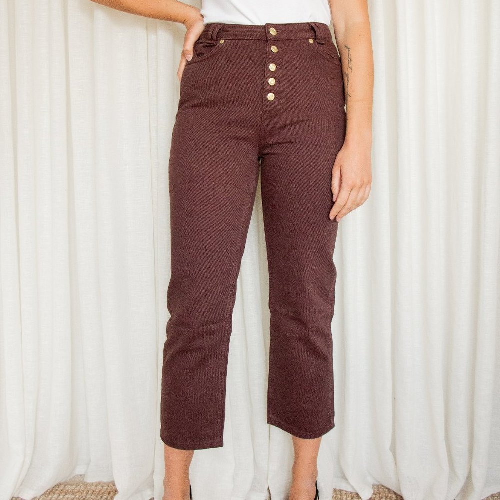 nwot HOUSE OF SUNNY 35MM - High Waisted Jeans mahogany brown straight crop